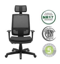 Cadeira Presidente Escritório Brizza Relax NR17 Assento Material Sintético com Apoio de Cabeça Plaxmetal Preta
