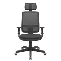 Cadeira Presidente Escritório Giratória BackSystem Brizza Plaxmetal com Braço 3D Material Sintético Preta