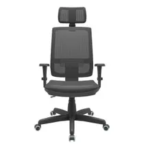 Cadeira Presidente Escritório Giratória Brizza BackSystem Plaxmetal NR17 Braços 3D material ecológico Preta