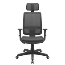 Cadeira Presidente Escritório Giratória Brizza BackSystem Plaxmetal NR17 Braços 3D Material Sintético Vinil Preta