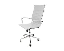 Cadeira Presidente Esteirinha BRANCA em material sintético - Base Giratória Cromada - Modelo D821-4B-B - 5% OFF no Frete