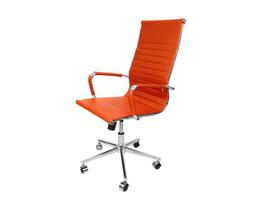 Cadeira Presidente Esteirinha LARANJA em material sintético - Base Giratória Cromada - Modelo D821-4B-G - COM 5% OFF no Frete