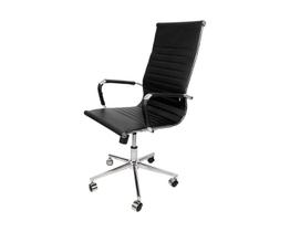 Cadeira Presidente Esteirinha PRETA em material sintético - Base Giratória Cromada - Modelo D821-4B-A - COM 5% OFF no Frete