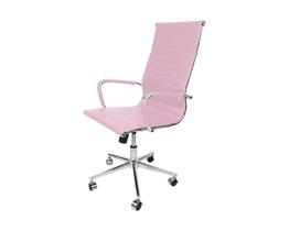 Cadeira Presidente Esteirinha ROSA em material sintético - Base Giratória Cromada - Modelo D821-4B-I