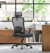 Cadeira Presidente Executiva Giratória Ergonômica Escritório Home Office Braços Fixos Apoio Lombar Regulagem Altura