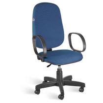 Cadeira Presidente Giratória Braços Tecido Azul Com Preto - Shopcadeiras