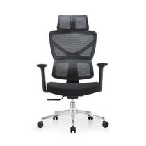 Cadeira Presidente Premium tela e espuma injetada braço3DCromada G0031