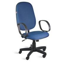 Cadeira Presidente Relax Braços Tecido Azul Com Preto Ágata