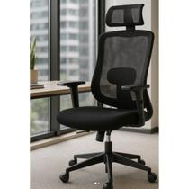 Cadeira Presidente Singular NR17 Relax Syncron Tela Braço 1D Preta Or Design