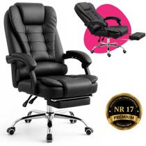 Cadeira Presidente Verittas Imperial Ergonômica material sintético Reclinável Apoio para Pés Preta