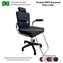 Cadeira Profissional para Cabeleireiro e Barbeiro Confortável Pistão a Gás Suporta até 130 kg Encosto Fixo com Regulagem de Altura Sobe e Desce