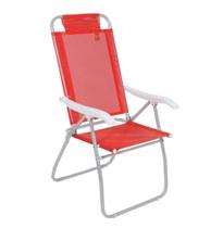 Cadeira Prosa Aluminio 4 Posicoes Sannet Vermelha Bel