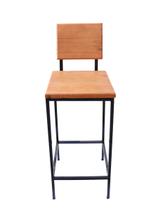 Cadeira Quadrada Alta Ferro e Madeira