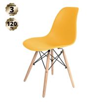 Cadeira Quarto Escritório Sala Charles Design Eames Eiffel Wood - Amarela