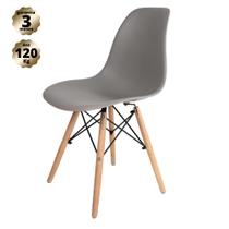 Cadeira Quarto Escritório Sala Charles Design Eames Eiffel Wood - Cinza - ARMAZEM