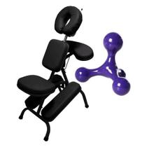 Cadeira Quick Massage Legno Black Portátil Dobrável Shiatsu, Com Massageador 3 Esferas