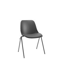 Cadeira Quick Preta Assento Estofado Vinil Preto Empilhável Plaxmetal