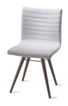 Cadeira Quiz Assento Estofado Linho Branco com Base Tabaco - 46884 - Sun House