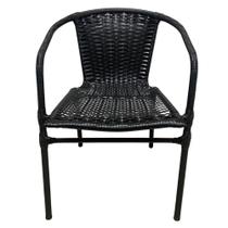 Cadeira Ravena Poltrona Junco área Jardim Terraço Deck Preto