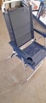 Cadeira Reclinada Azul Boreal com apoio para copo