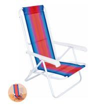 Cadeira Reclinável 8 Posições Aço Listrada Para Praia Piscina Camping - 2005 Mor
