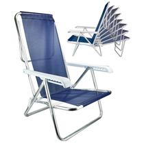 Cadeira Reclinável 8 Posições Mor Em Alumínio Praia Piscina Camping Até 100kg