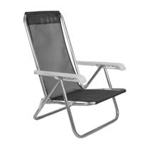 Cadeira Reclinável Alumínio 4 Pos. Lazy Preto 23067 Mormaii