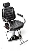 Cadeira Reclinavel Barbeiro e Cabeleireiro Base Quadrada estofado Preto croco