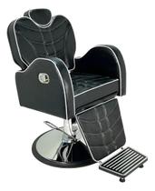 Cadeira Reclinável base redonda Para salão e barbearia Preto croco com branca Cadeira Reclinável base redonda Para salão e barbearia Preto croco com branca