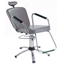 Cadeira Reclinável Cromada para Barbeiro e Maquiagem Prata - Nix Dompel