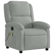 Cadeira reclinável de massagem elétrica vidaXL Light Grey Velvet
