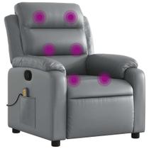 Cadeira reclinável de massagem vidaXL Grey Leather Rocker com massagem