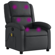 Cadeira reclinável de massagem vidaXL Real Leather Black para idosos