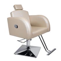 Cadeira Reclinável Destak Hidráulica Base Quadrada Para Salão estofado Bege