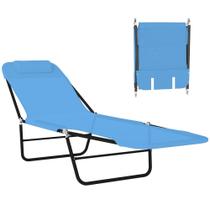 Cadeira Reclinável Dobrável para Área Externa Outsunny Azul Cadeira Reclinável Dobrável para Área Externa Outsunny Azul