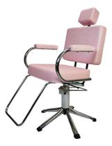 Cadeira Reclinável Hidráulica Barbeiro Cabelereiro Rosa