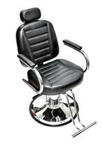 Cadeira Reclinável Para Salão Com Base Redonda Estofado Preto croco