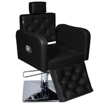 Cadeira Reclinável Tokyo Para Salão Base Quadrada Com Descanso Preto Acetinado