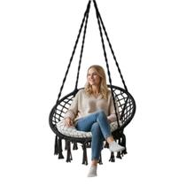 Cadeira Rede Balanço Suspensa Almofada Confortavel Teto Casa Varanda Descanso Quintal Jardim Sacada Decoraçao Cadeira Rede Balanço Suspensa Almofada Confortavel Teto Casa Varanda Descanso Quintal Jardim Sacada Decoraçao