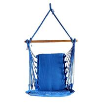 Cadeira Rede Balanço Suspensa Com Espuma Azul Royal