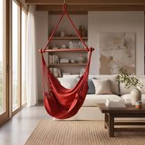 Cadeira Rede Balanço Suspensa S/ Almofada Vermelha