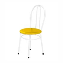 Cadeira Redonda Para Mesa De Jantar 134 Branco/Amarelo