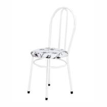 Cadeira Redonda Para Mesa De Jantar 134 Branco/Branco Flor