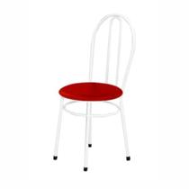 Cadeira Redonda Para Mesa De Jantar 134 Branco/Vermelho