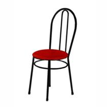 Cadeira Redonda Para Mesa De Jantar 134 Preto/Vermelho