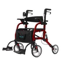 Cadeira Rollator Walker & Transport ELENKER 2 em 1 vermelha