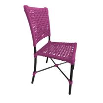 Cadeira Roma Corda Náutica Base em Alumínio Preto/rosa