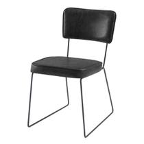 Cadeira Roma Daf Móveis em Assento e Encosto em MDF com Espuma D28 material sintético Preto Base Aço Preto