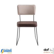Cadeira Roma Veneza Base Aço Preto material sintético e Linho Várias Cores- DAF Mobiliário