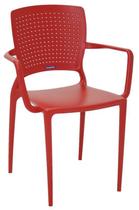 Cadeira Safira com Braços Encosto Fechado Vermelha 92049/040 Tramontina